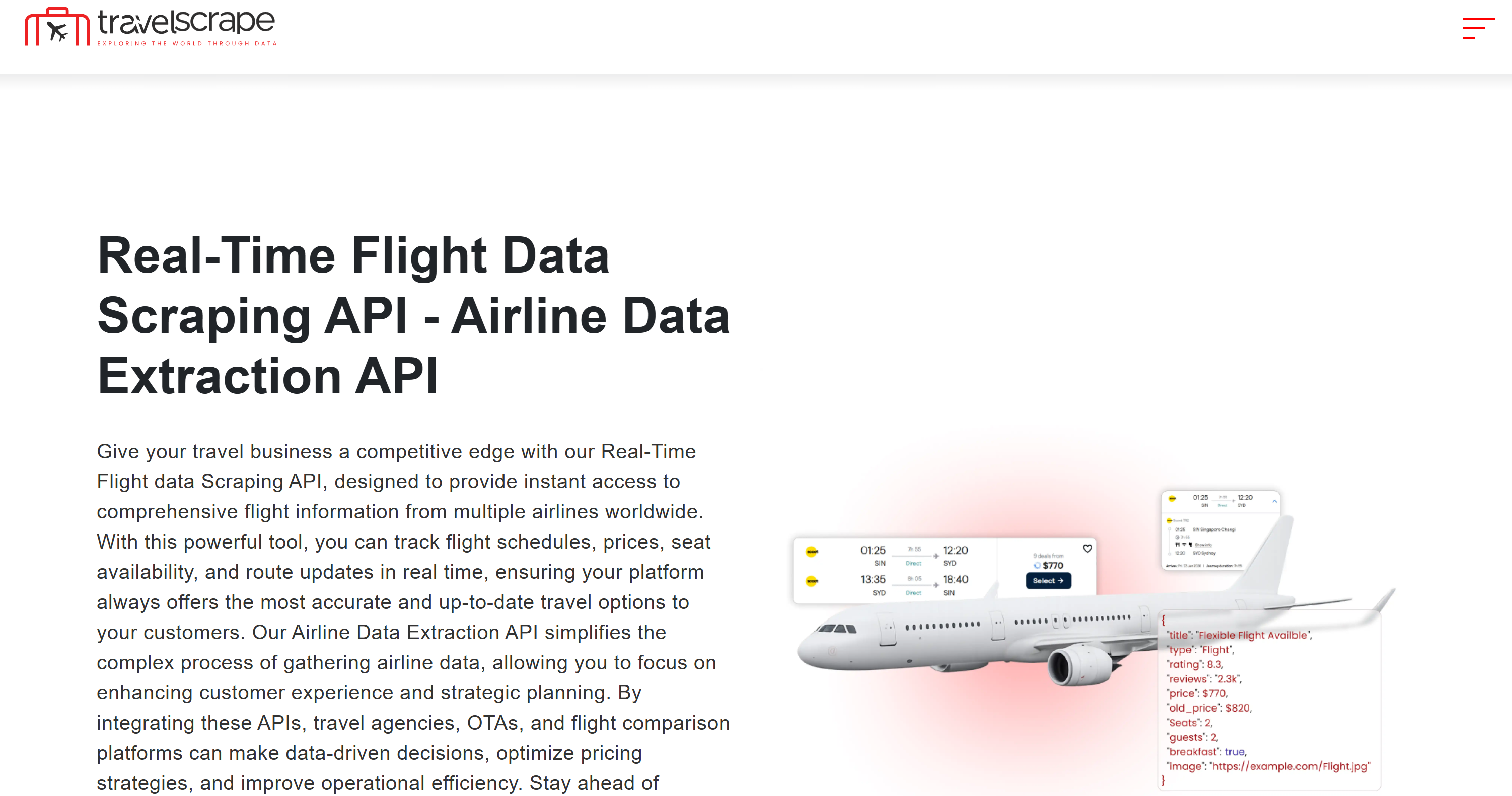 Travel Scrape’s Flight Data Scraping API