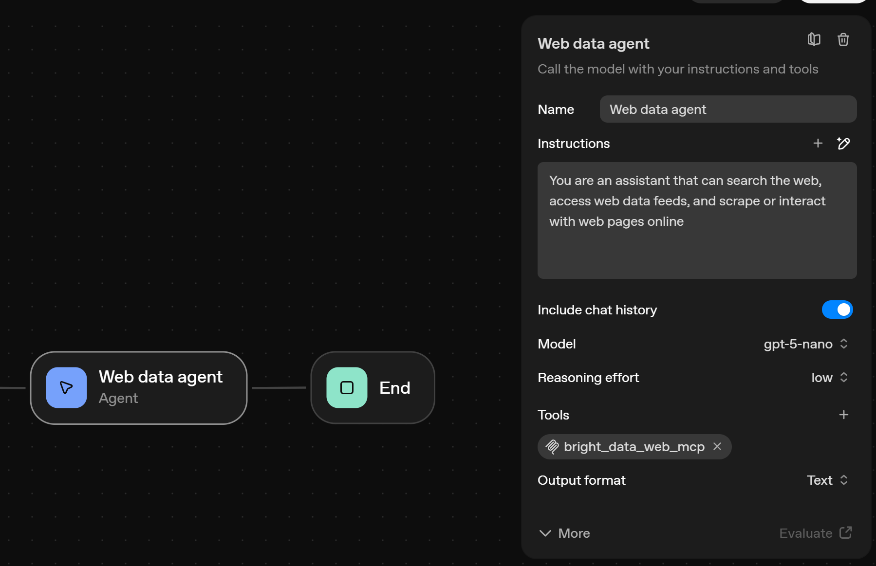 The updated configuration for the Agent node