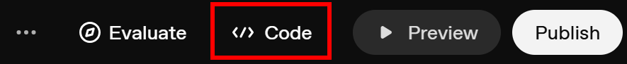 Pressing the “Code” option