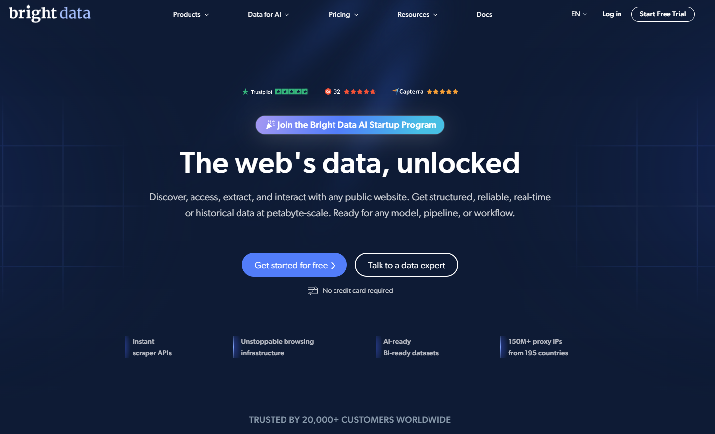 Bright Data homepage