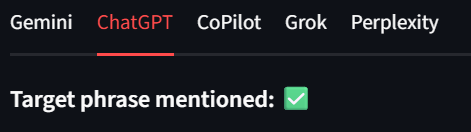 Target phrase mentioned by ChatGPT