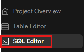 SQL Editor on the sidebar