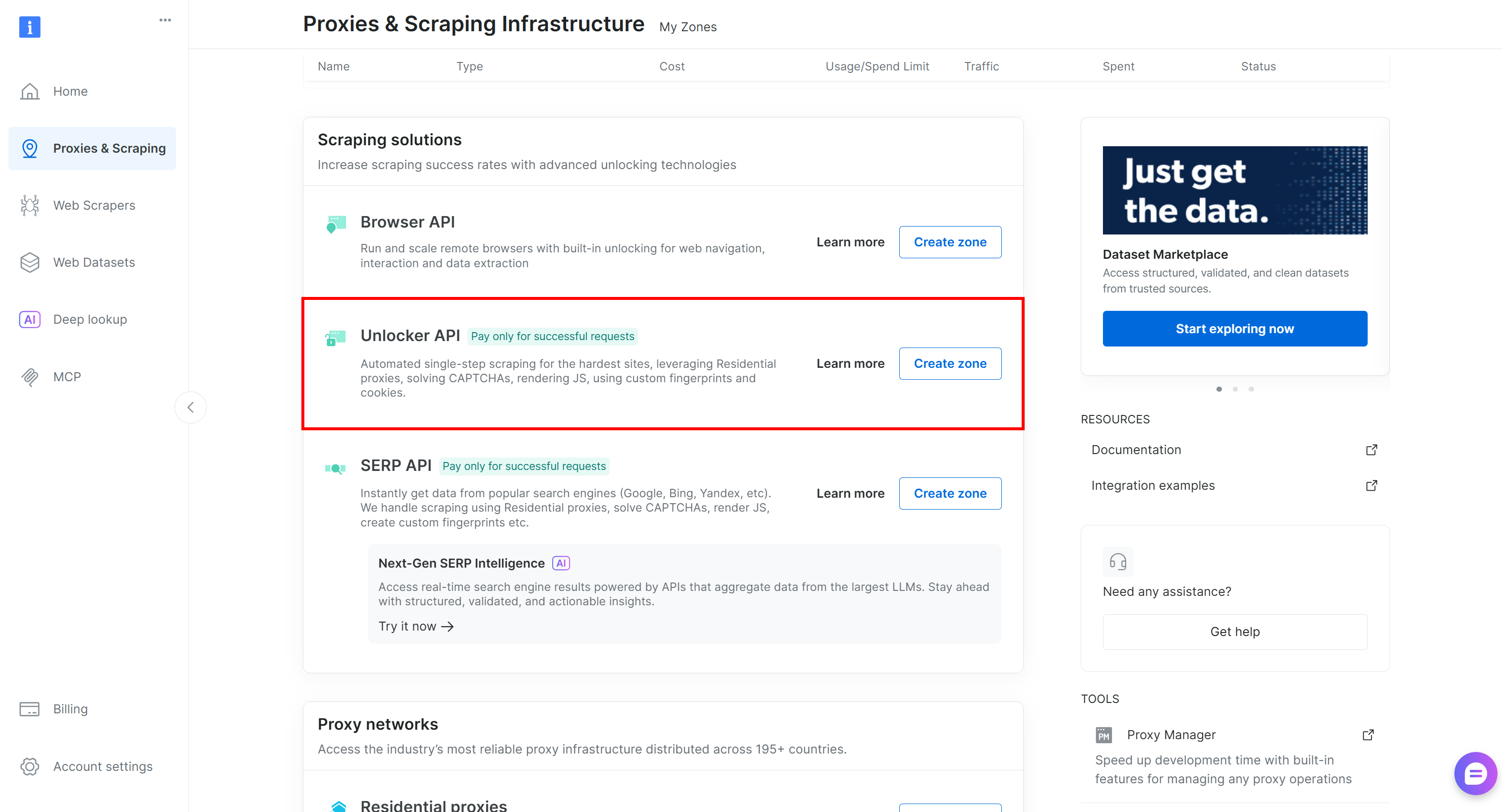 Creating a new Unlocker API zone
