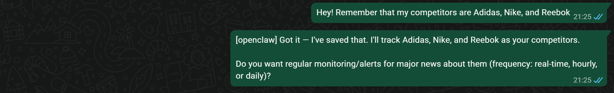 The response to the first message