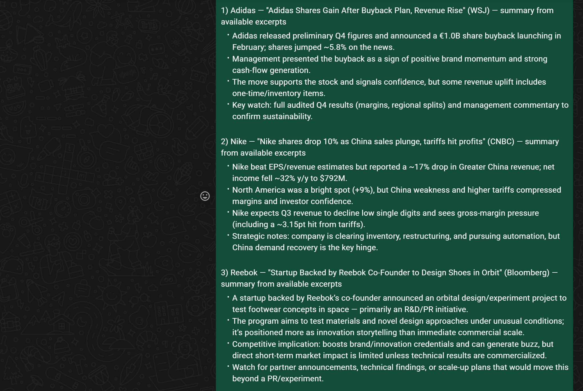 Getting a summary for each news