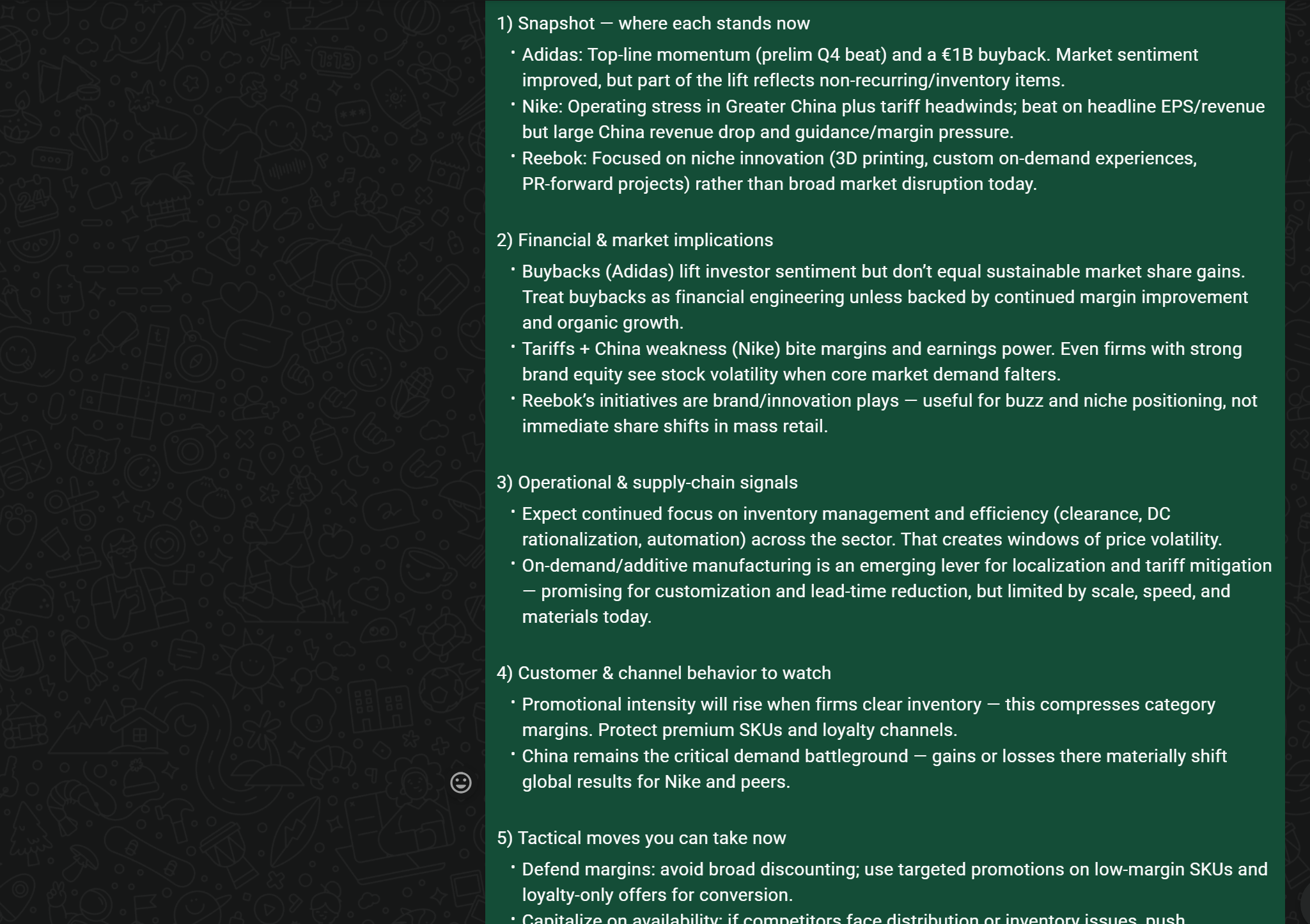 The final report produced by the AI assistant