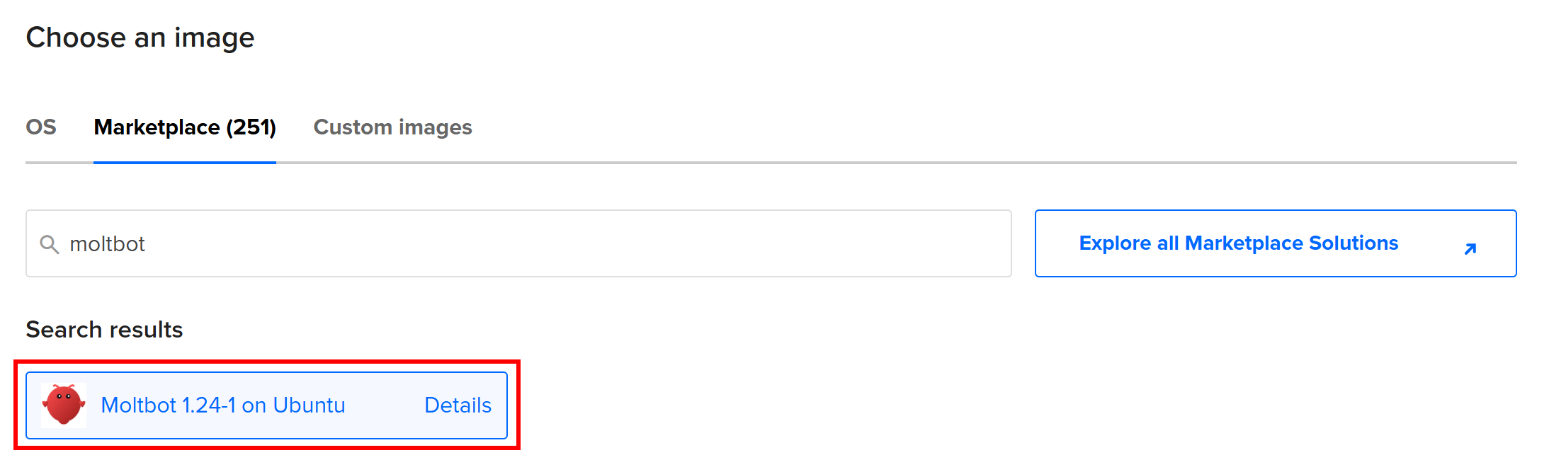 Selecting the “Moltbot” image