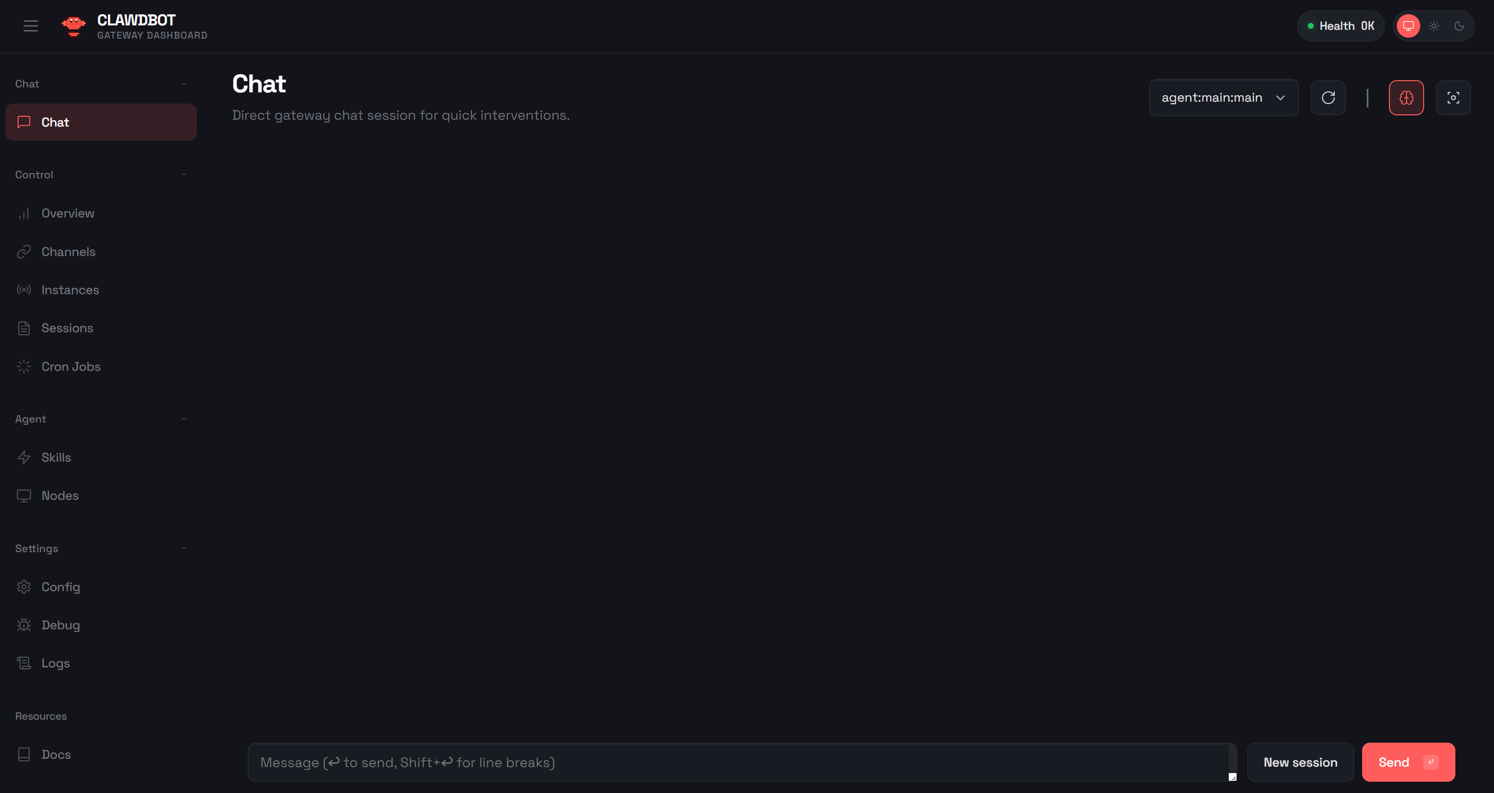 The OpenClaw Control UI dashboard