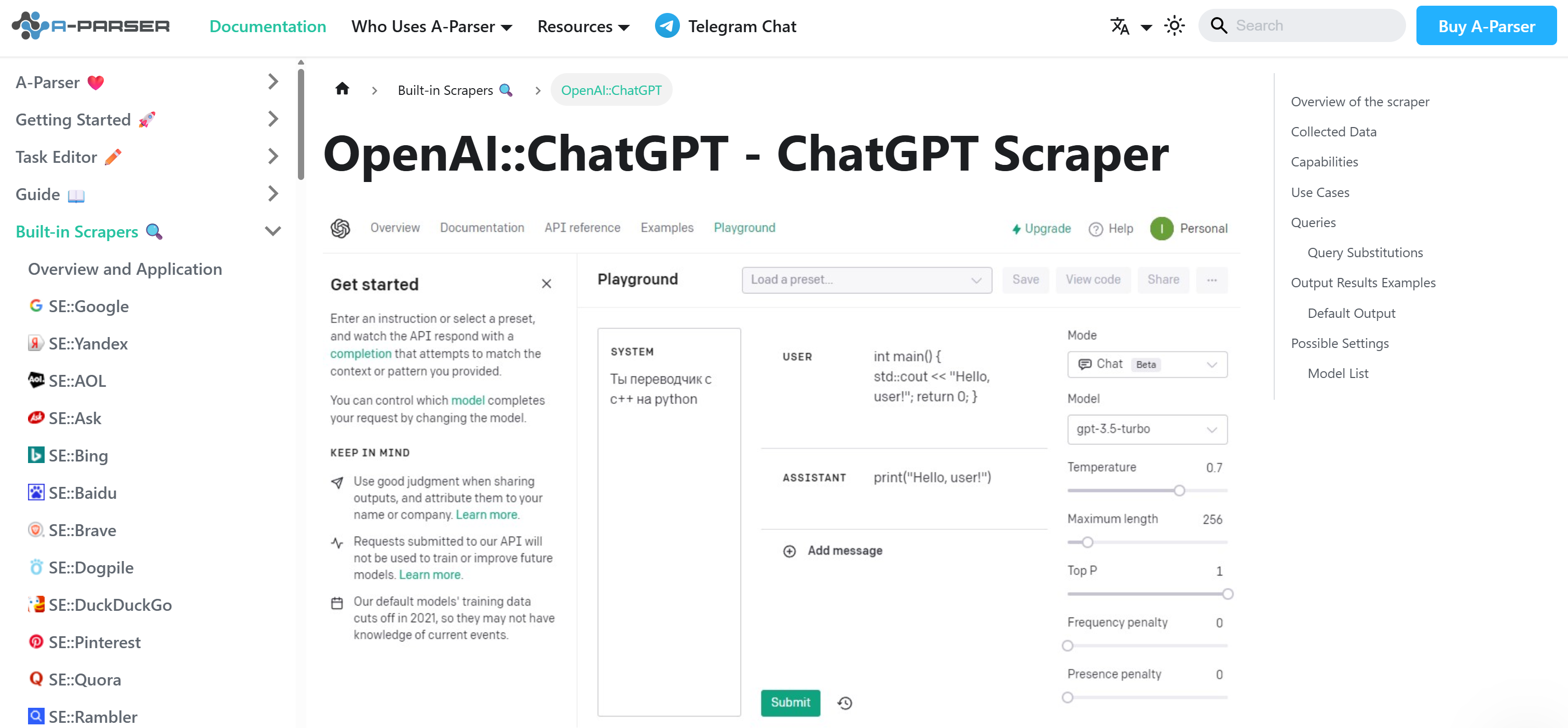 A-Parser’s ChatGPT Scraper
