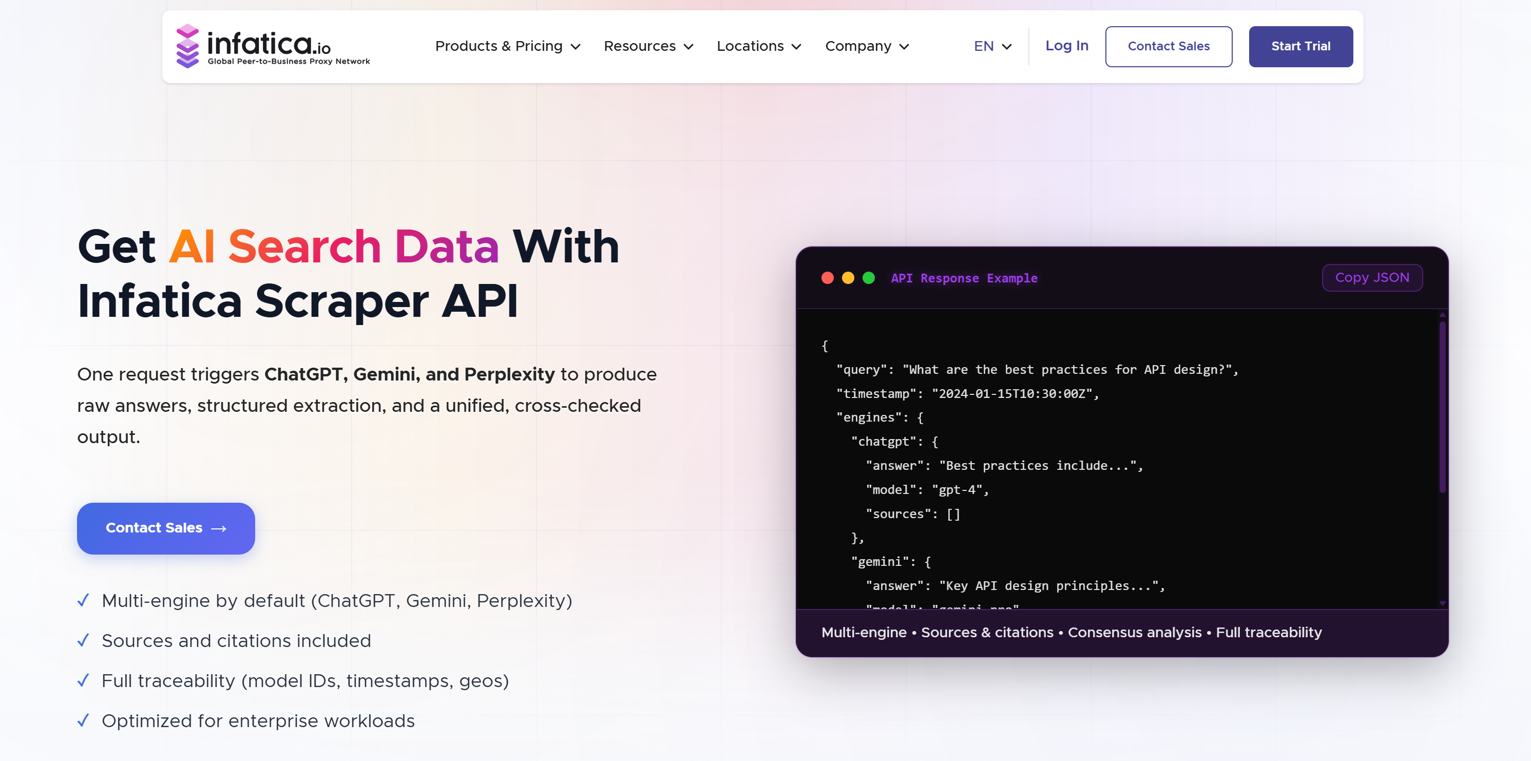 Infatica's Scraper API for AI search data