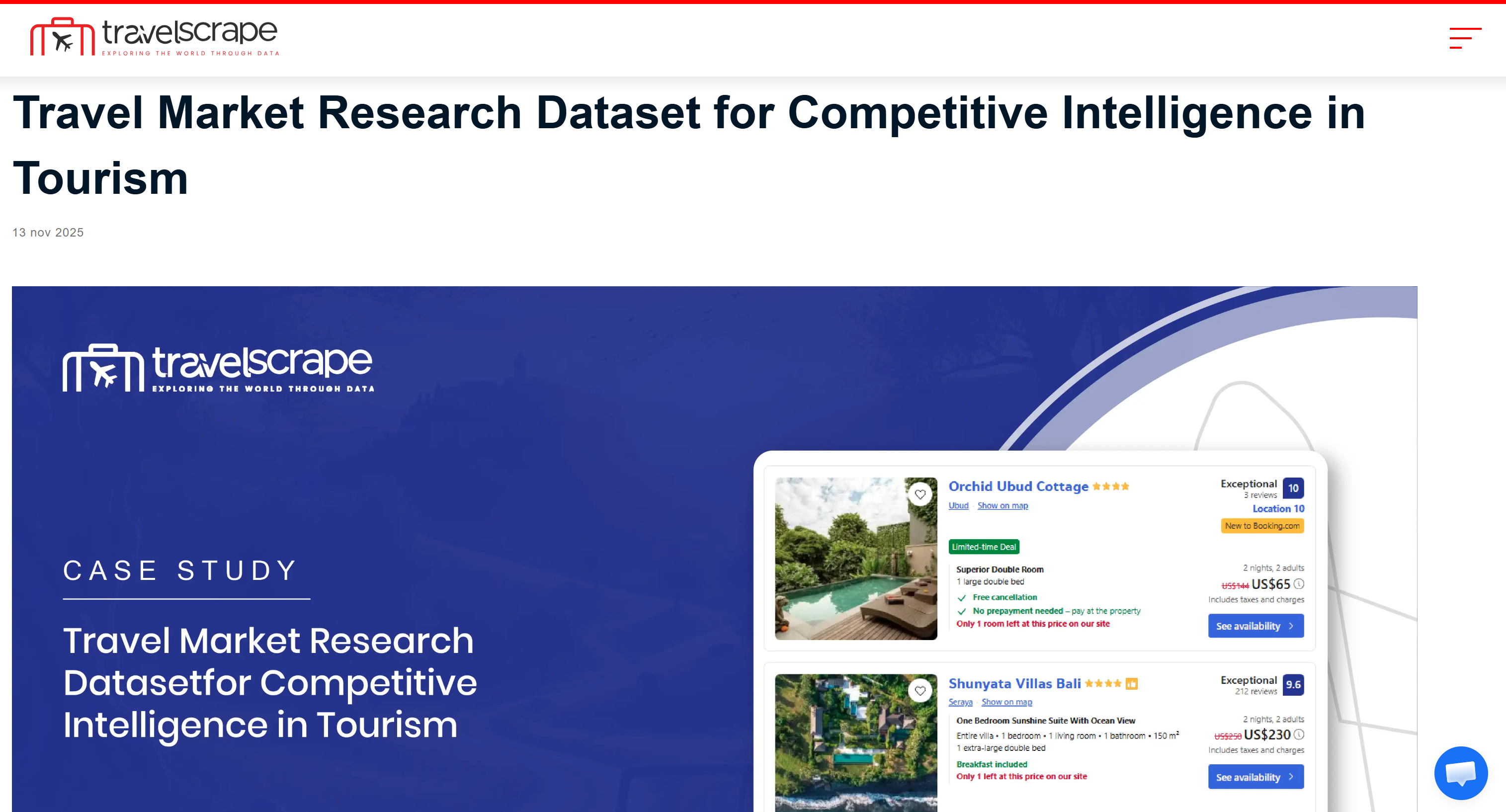 Travel Scrape's market research dataset