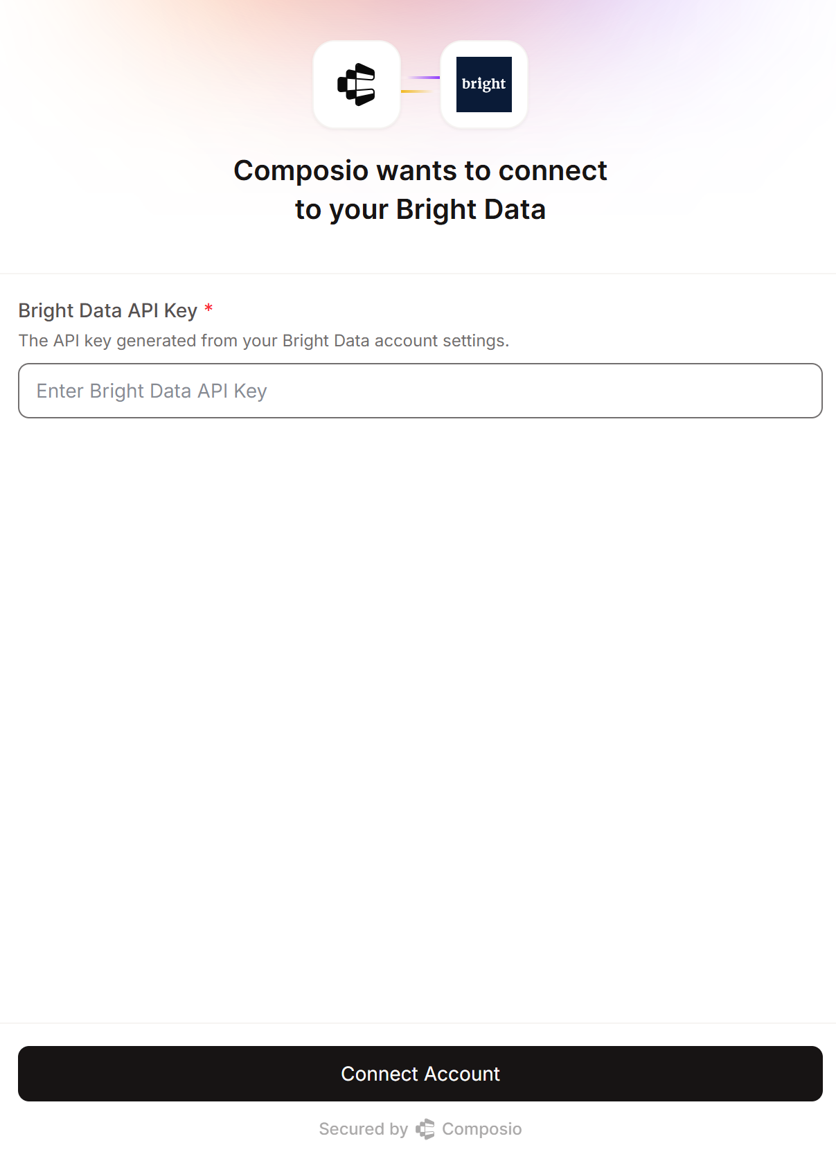 Authenticating the connection to your Bright Data account