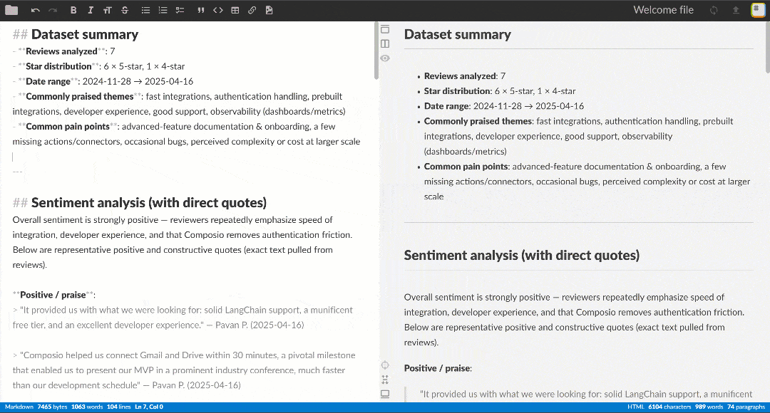 Exploring the Markdown report