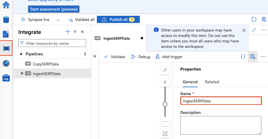 Creating a new pipeline