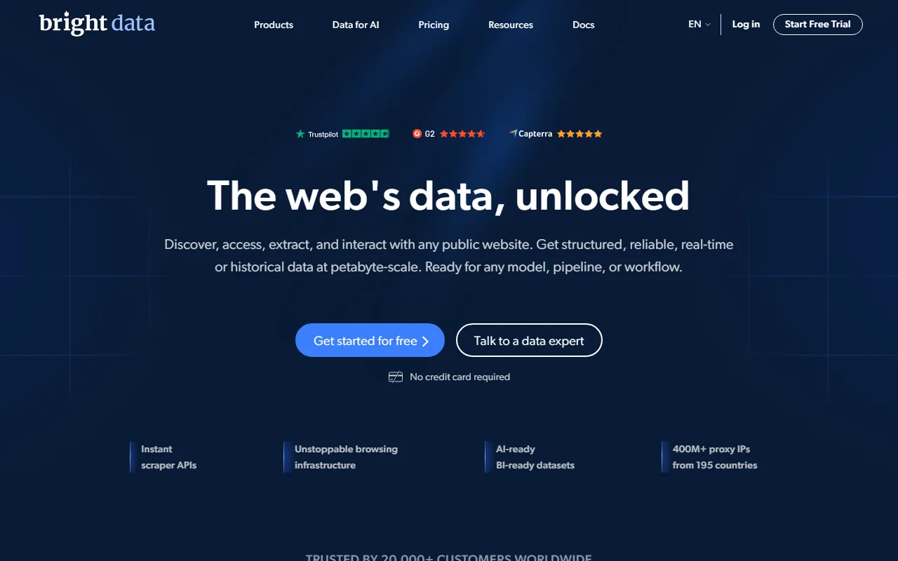 Bright Data dashboard