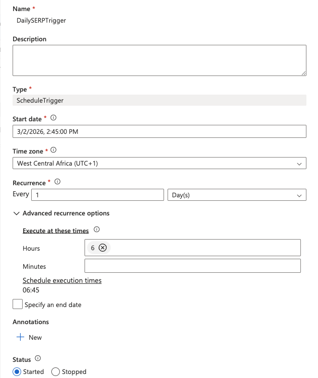 Adding a schedule trigger