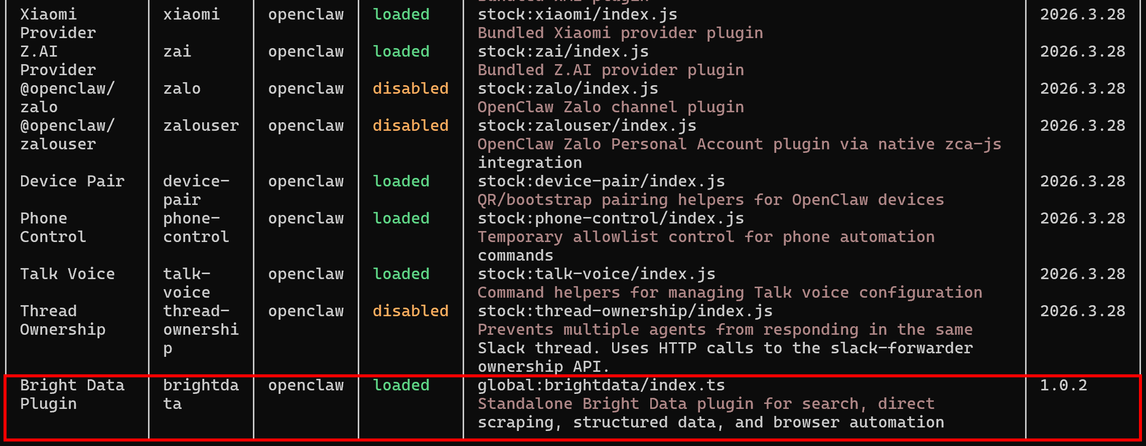 Note the “brightdata” plugin