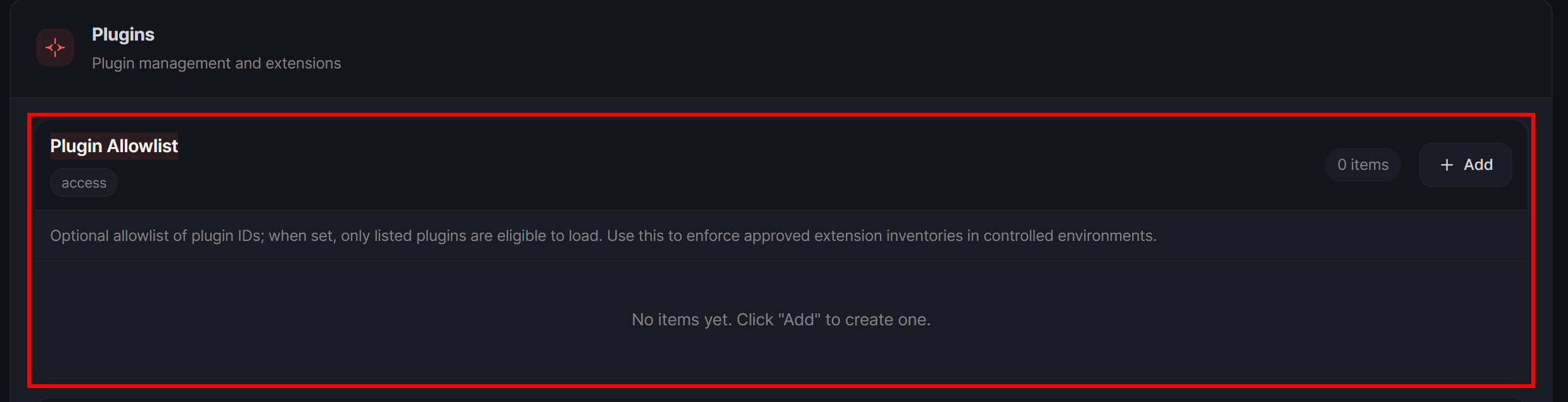 The “Plugin Allowlist” section
