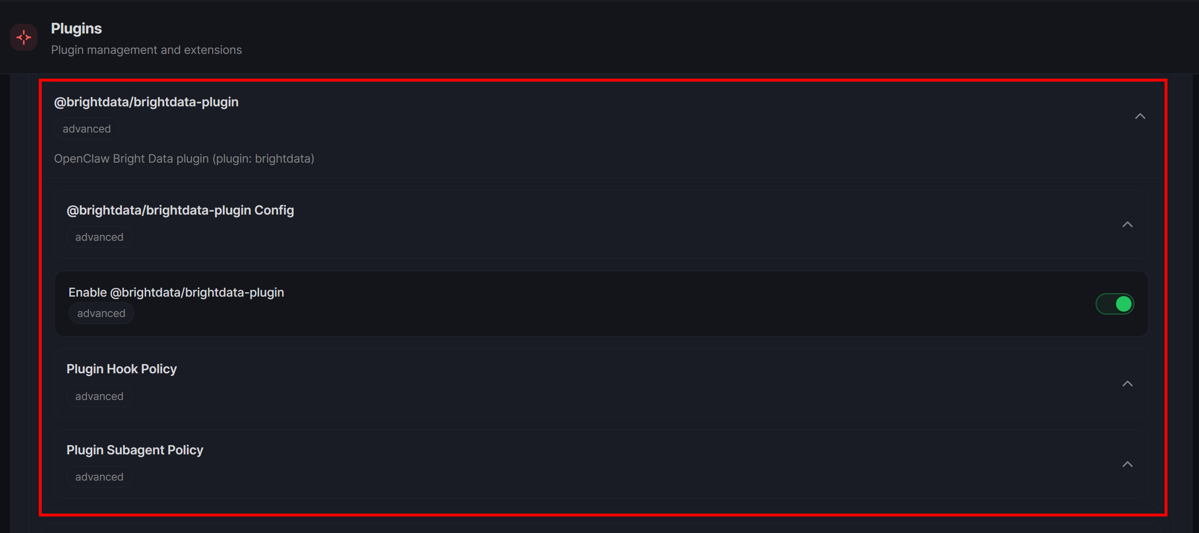 The “@brightdata/brightdata-plugin” card