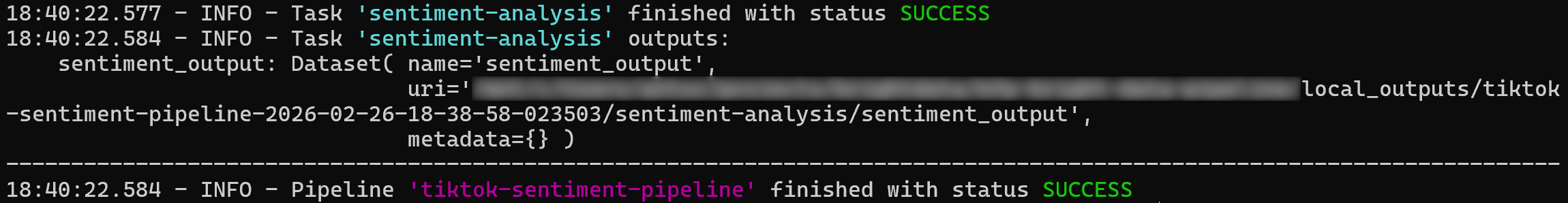 Note the “SUCCESS” status