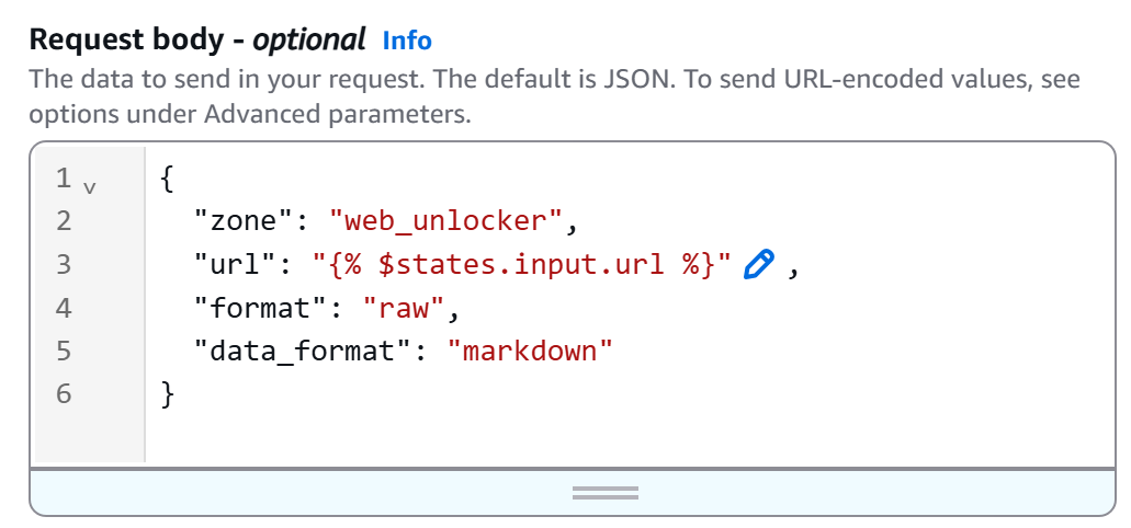 The “Request body” configuration
