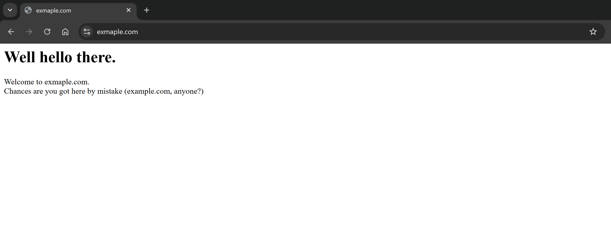 The target example.com webpage