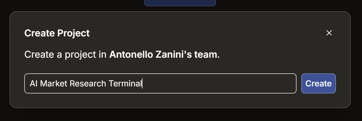 Giving your new Convex project a name