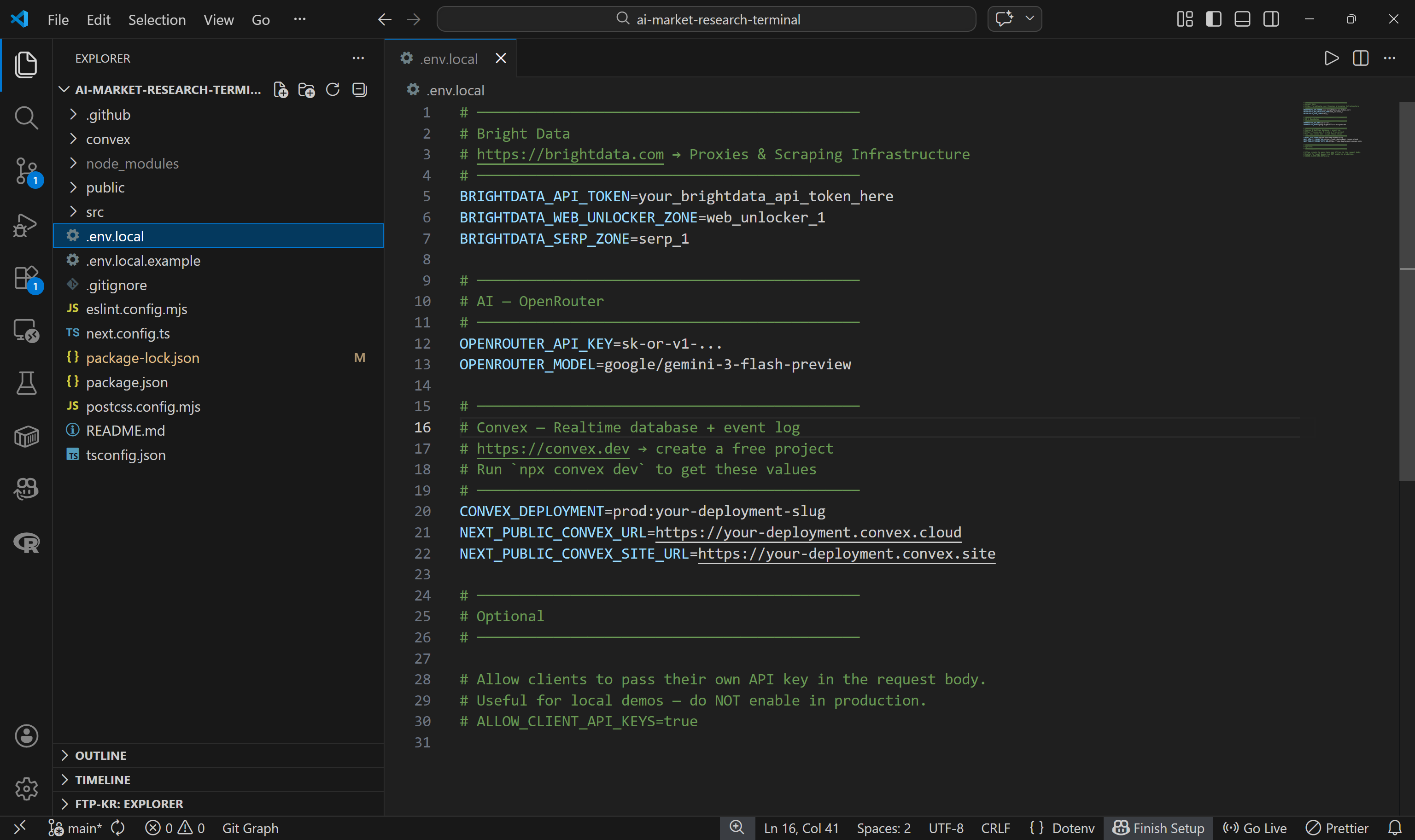 Creating a .env.local file