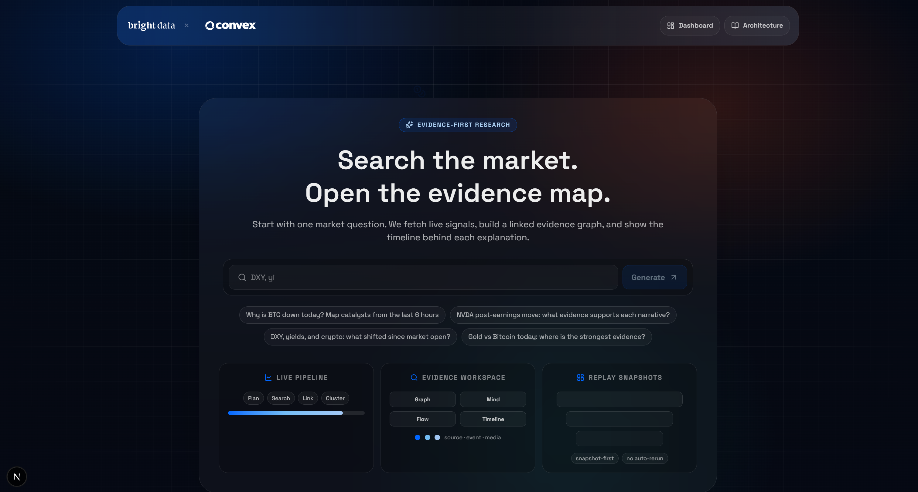 The local AI Market Research Terminal app
