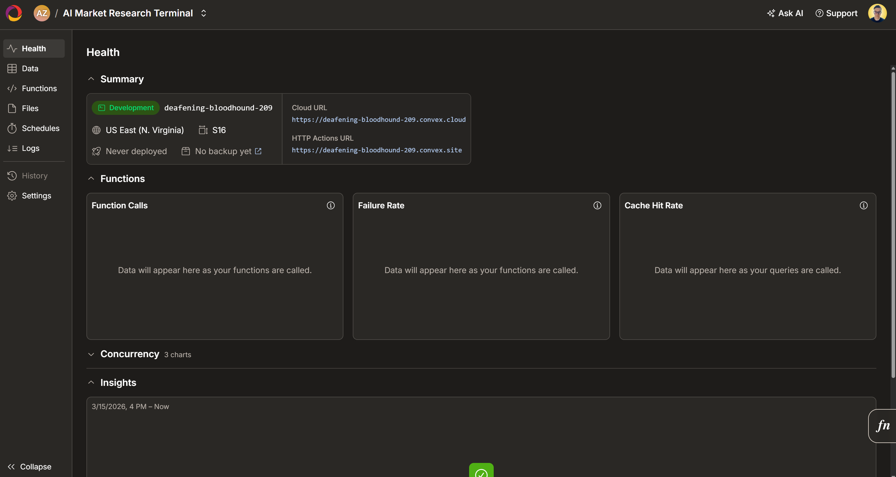 Note the deployment info of your Convex project