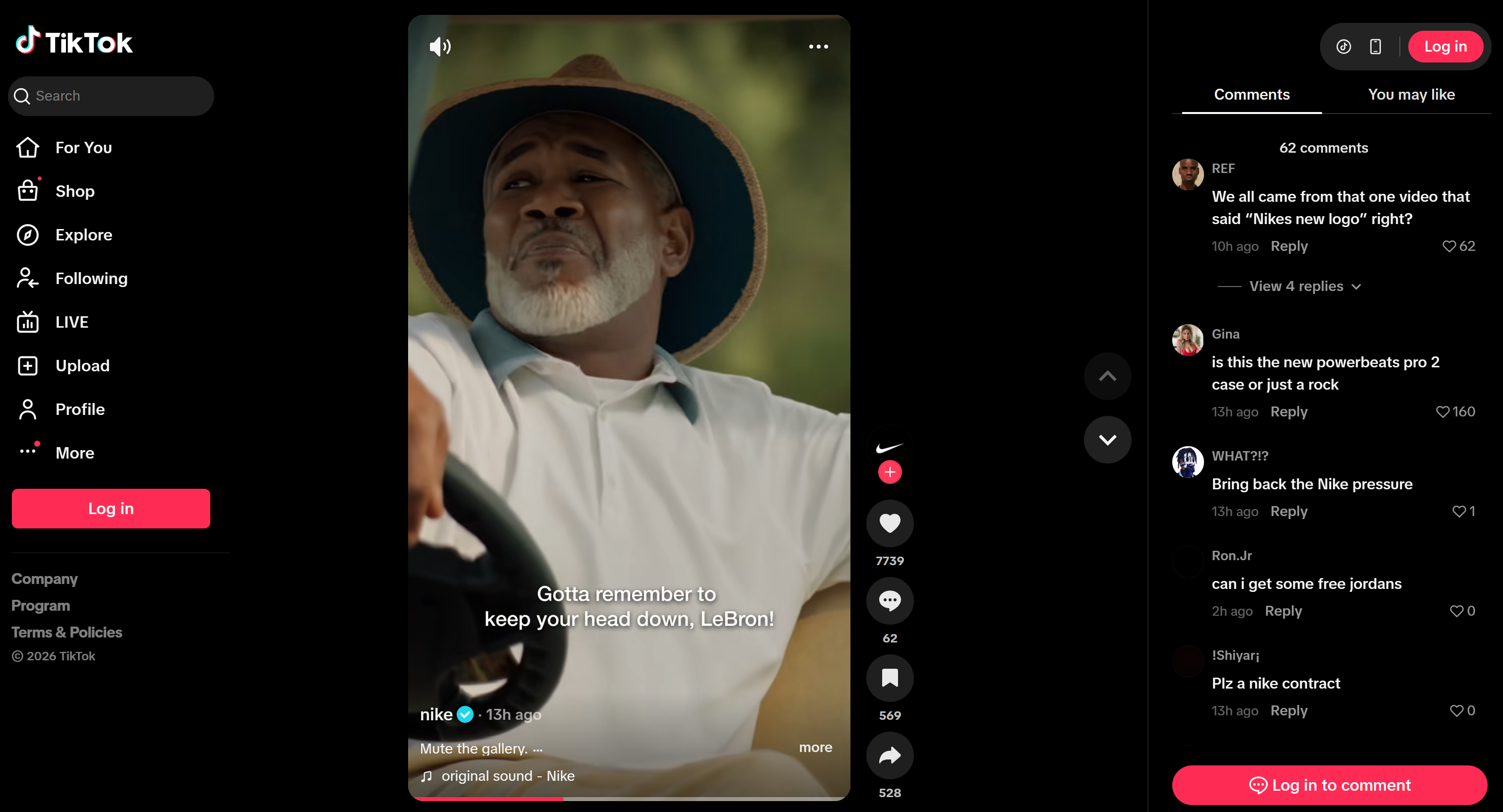 The Nike announcement on TikTok