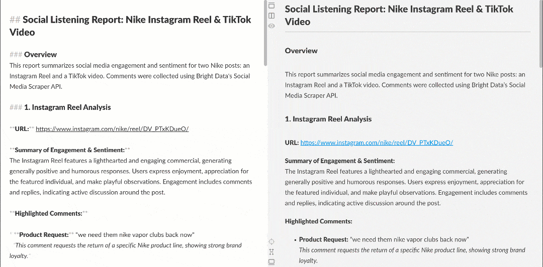 Exploring the social listening Markdown report