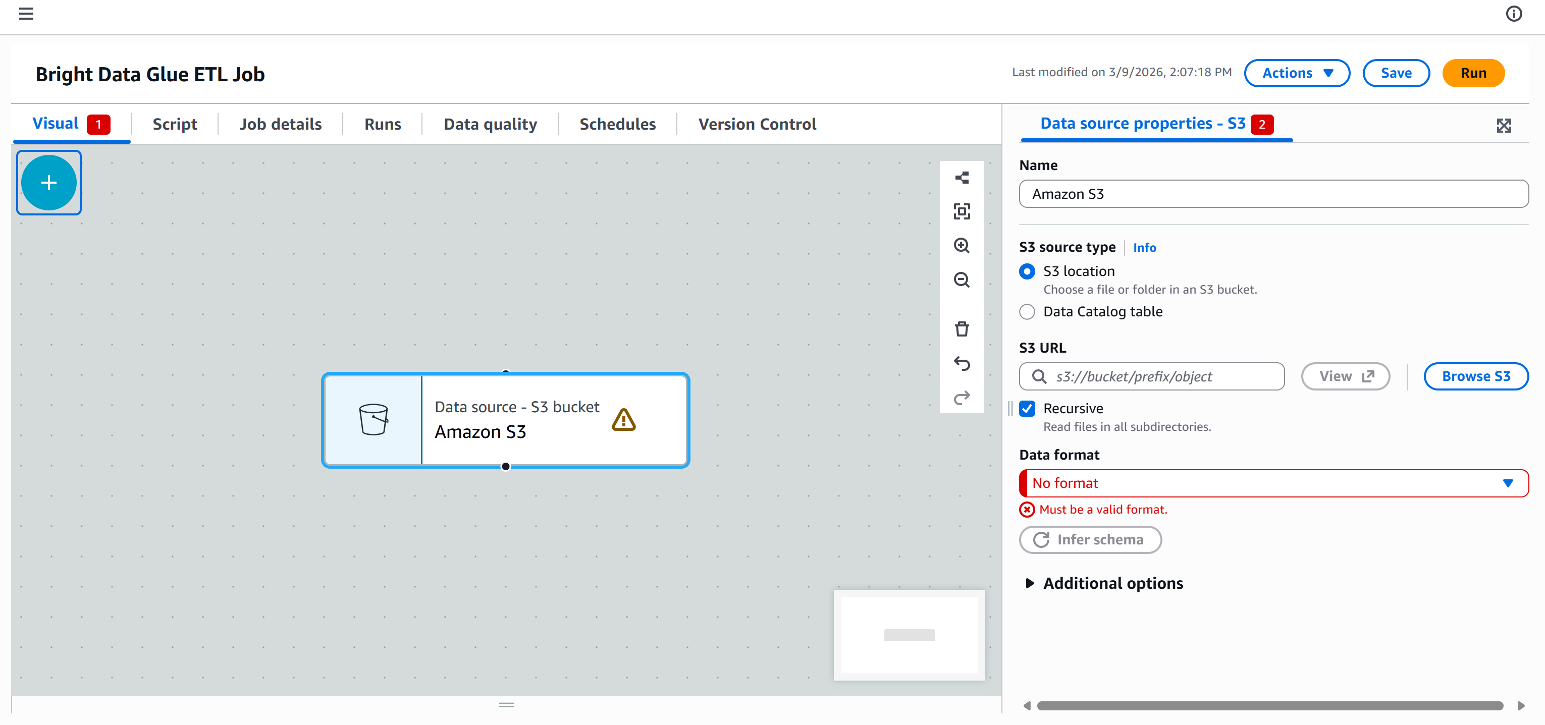 Configuring the “Amazon S3” node