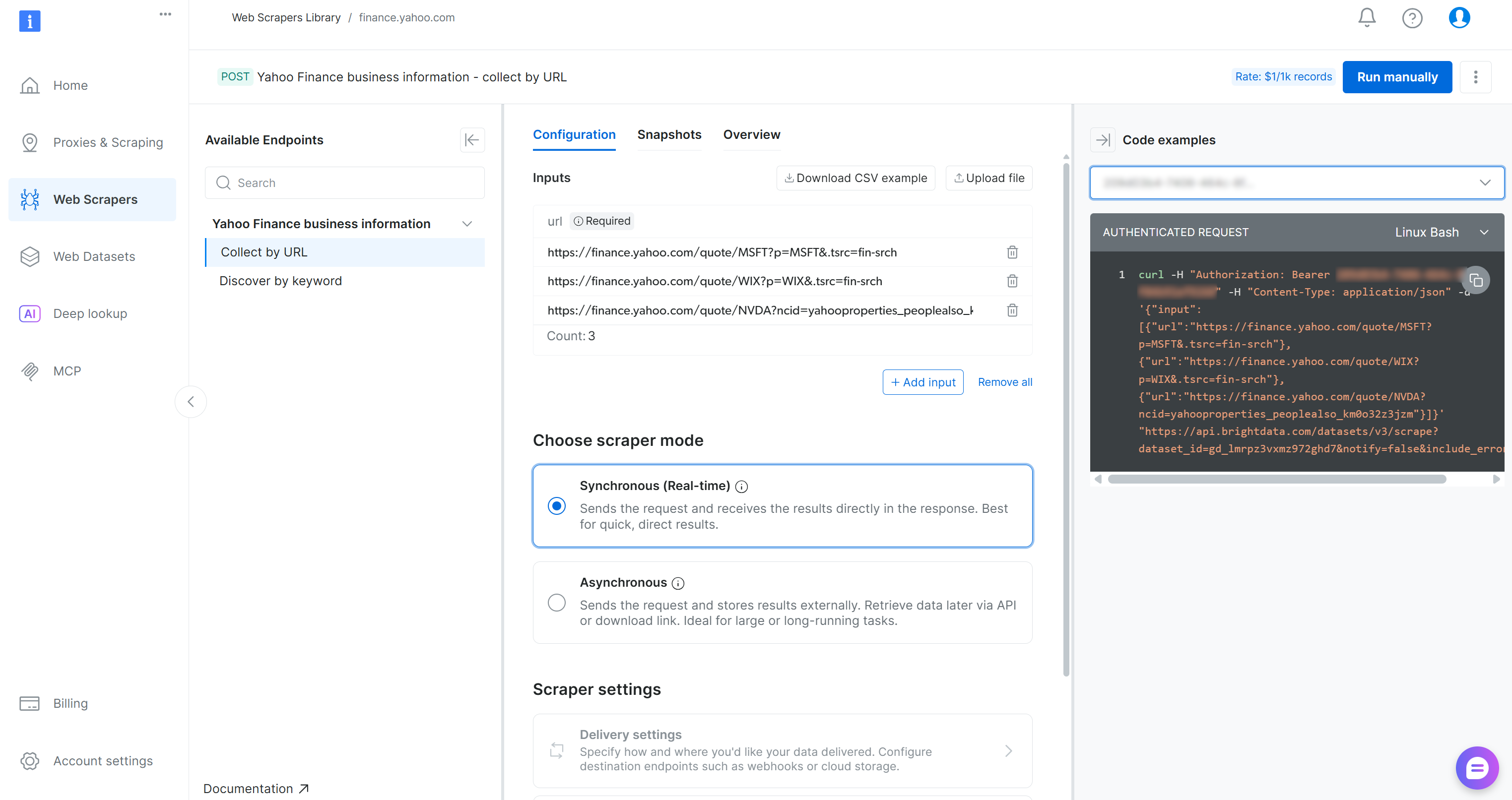 The Yahoo Finance Scraper page