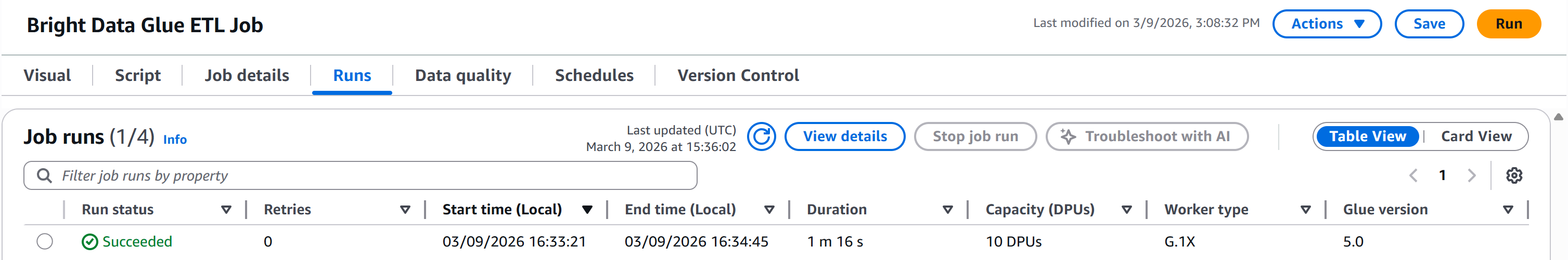 Note the “Succeeded” status