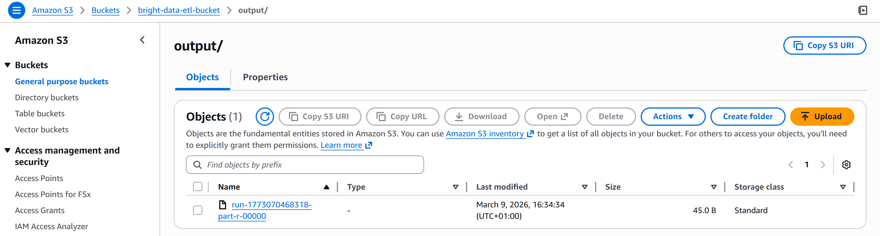 The output folder containing the produced filtered data