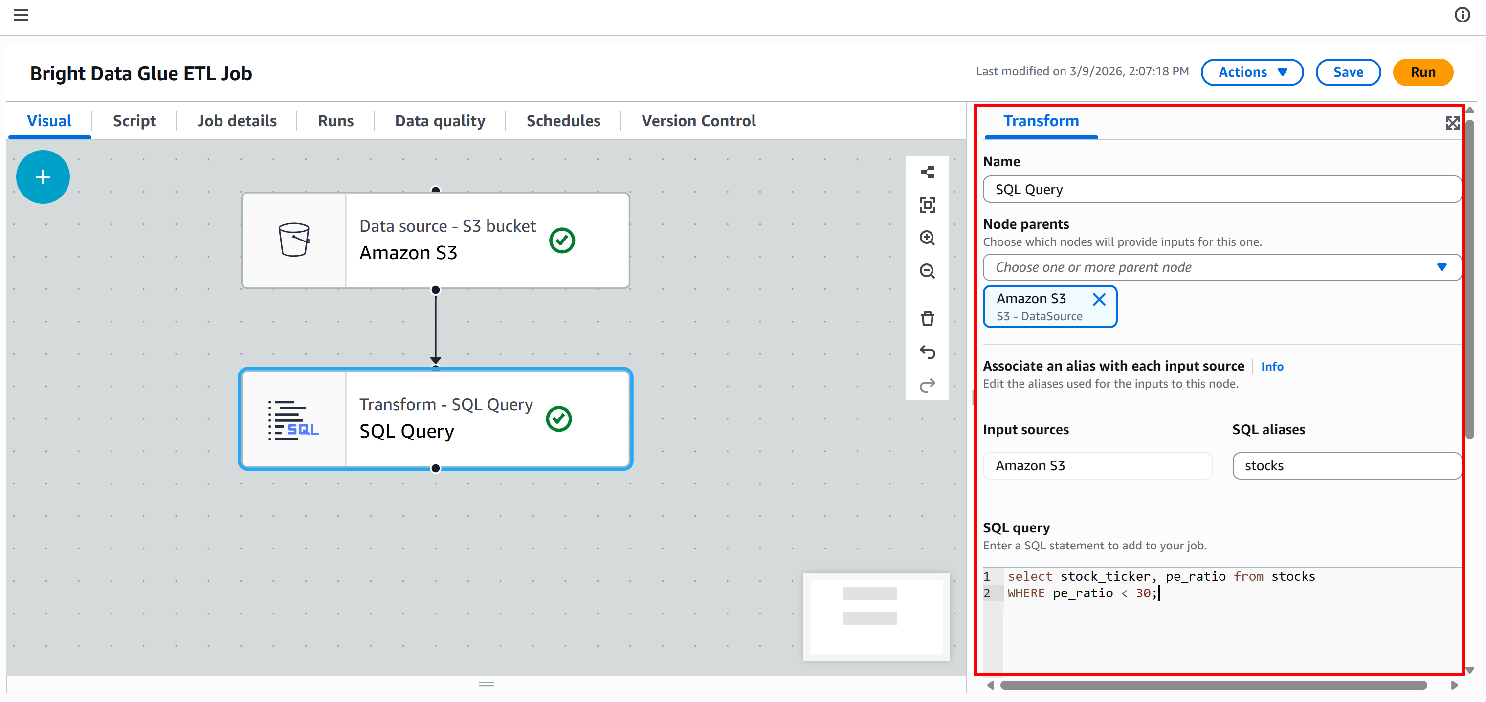See the configured “SQL Query” node