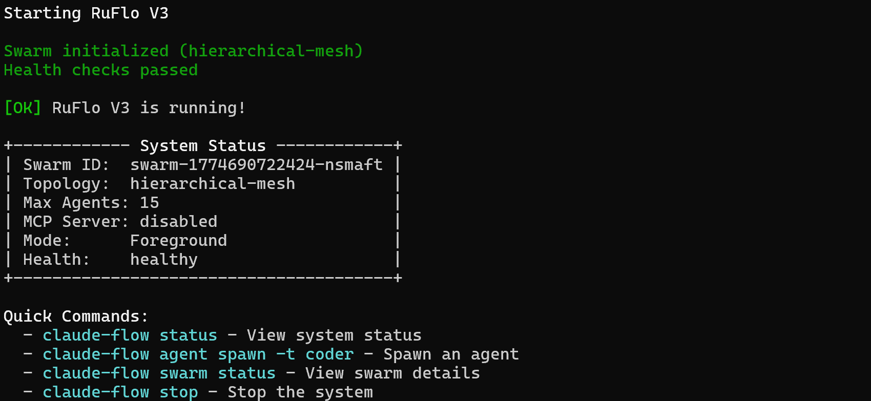 The output produced by the “start” command