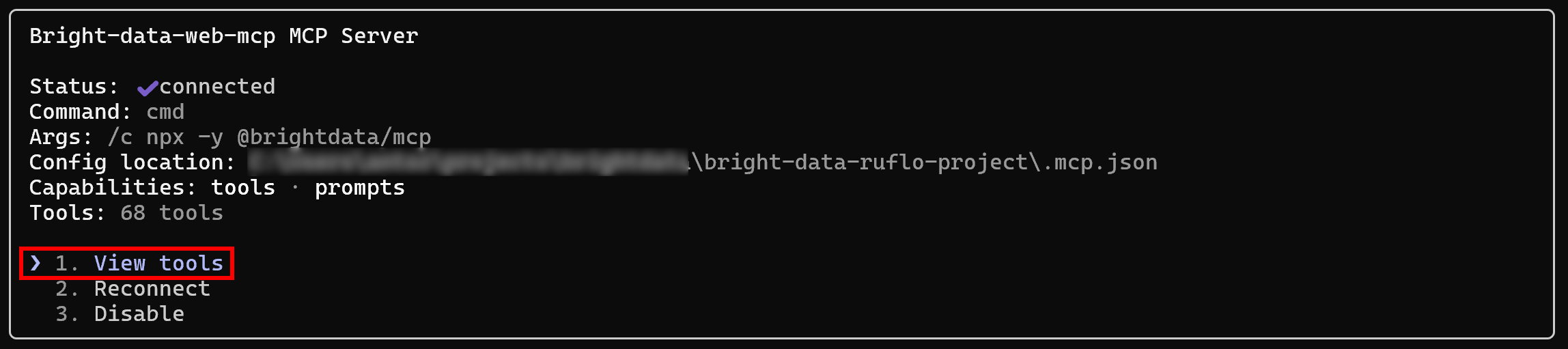 Selecting the “View tools” option