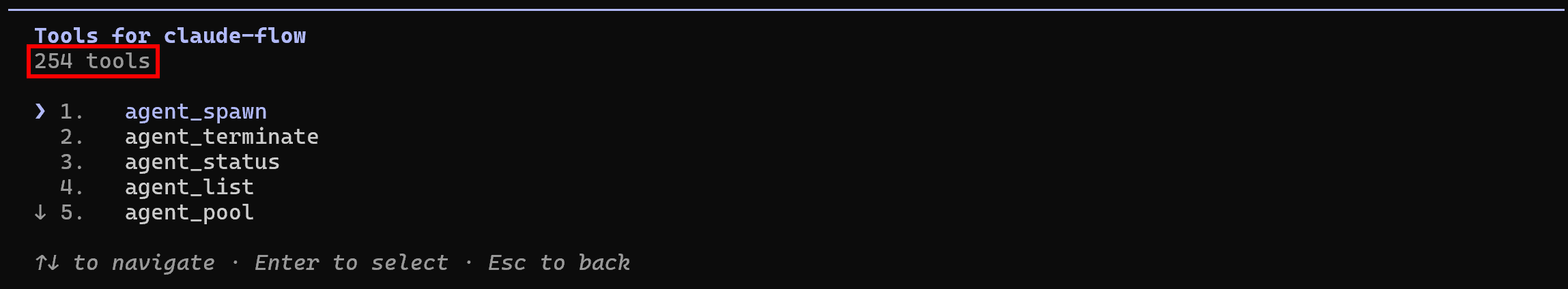Exploring the tools exposed by the claude-flow MCP server