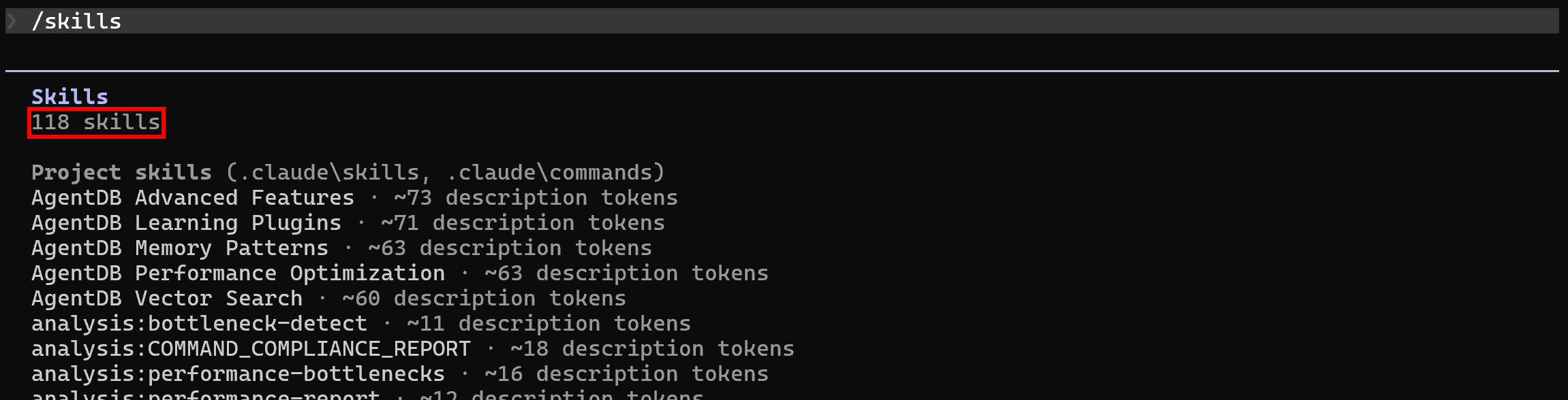 Note the 118 skills configured by Ruflo