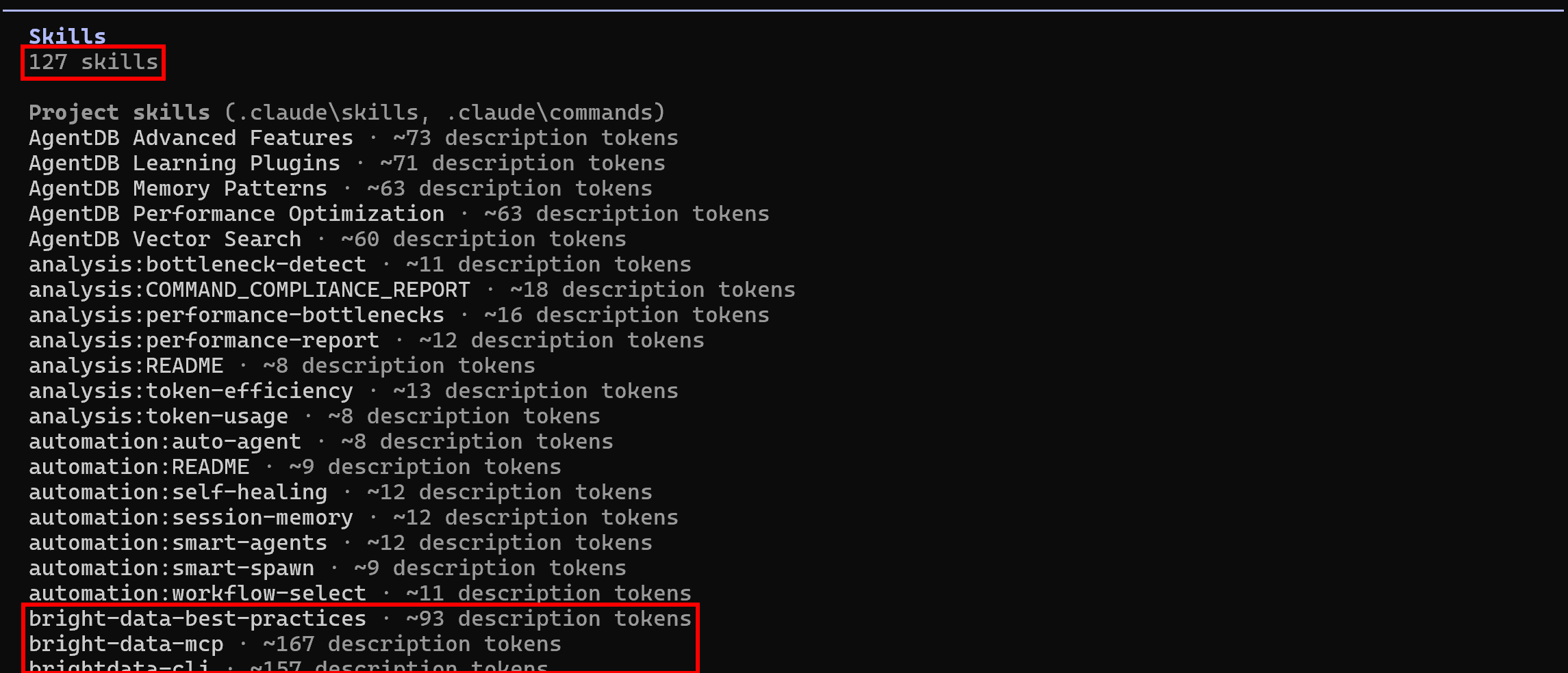 Note the increased number of skills, due to the newly added Bright Data skills