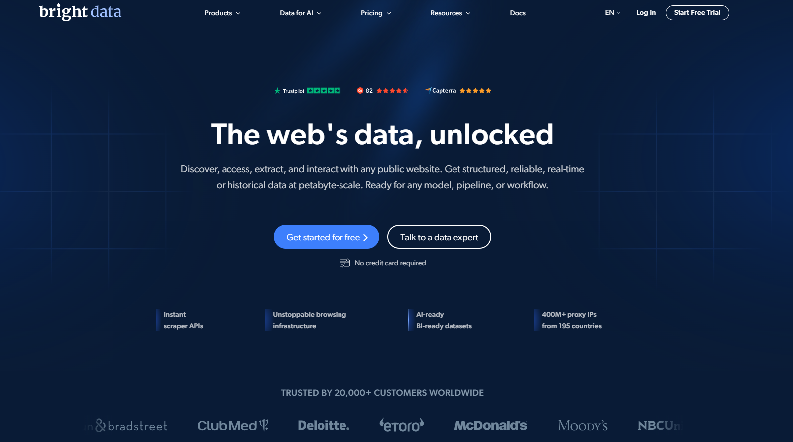 Bright Data homepage