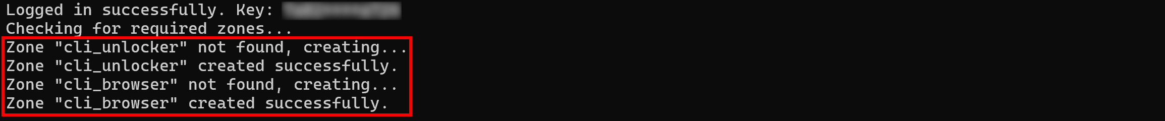 The required zones have been set up