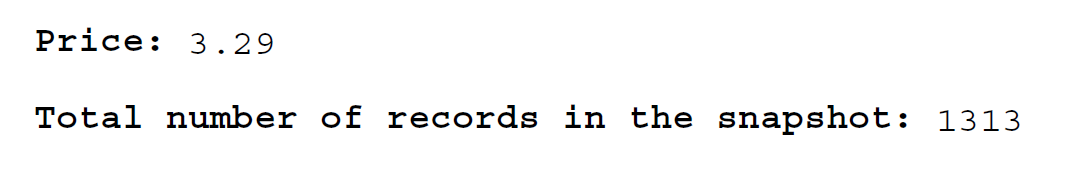 The pricing info on the summary report