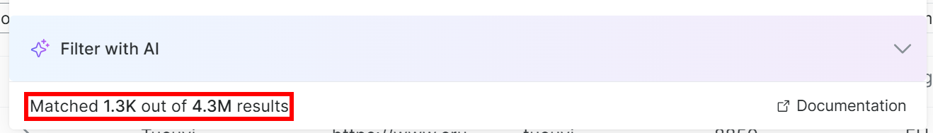 Note the number of filtered records