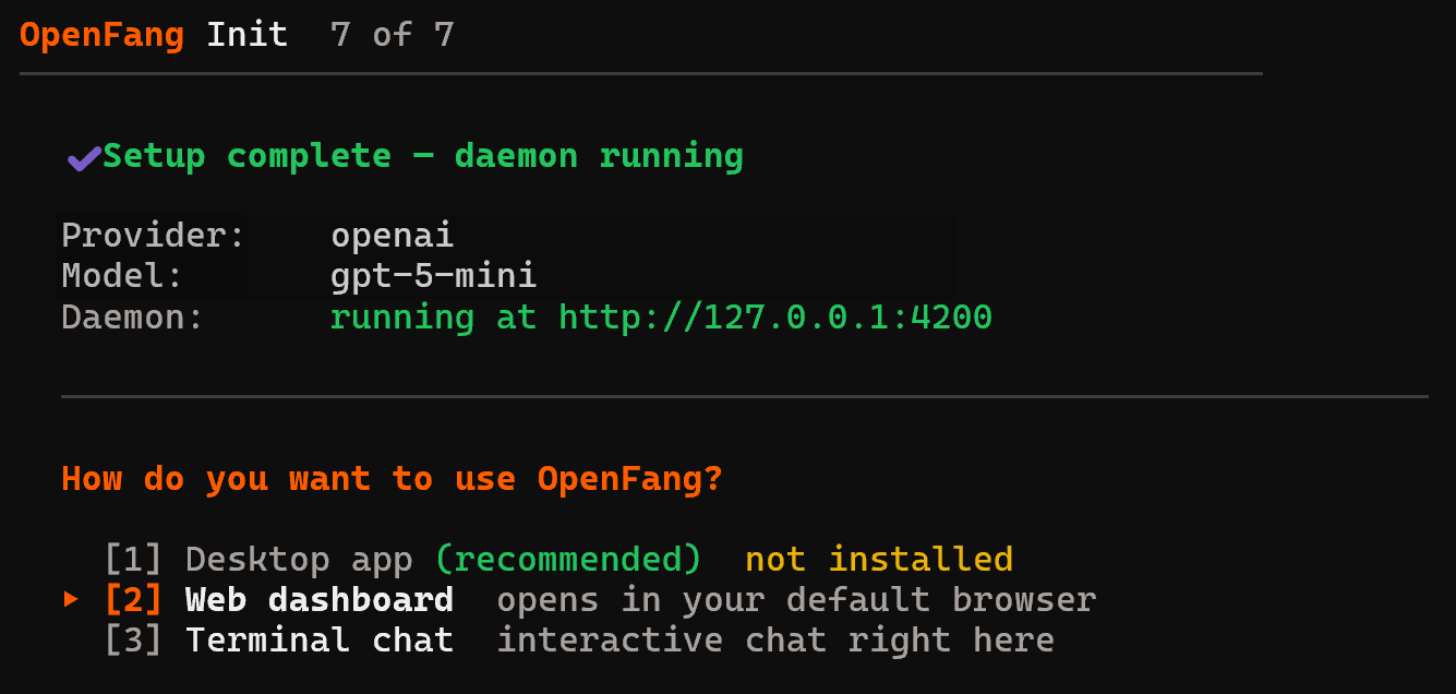 OpenFang is now running