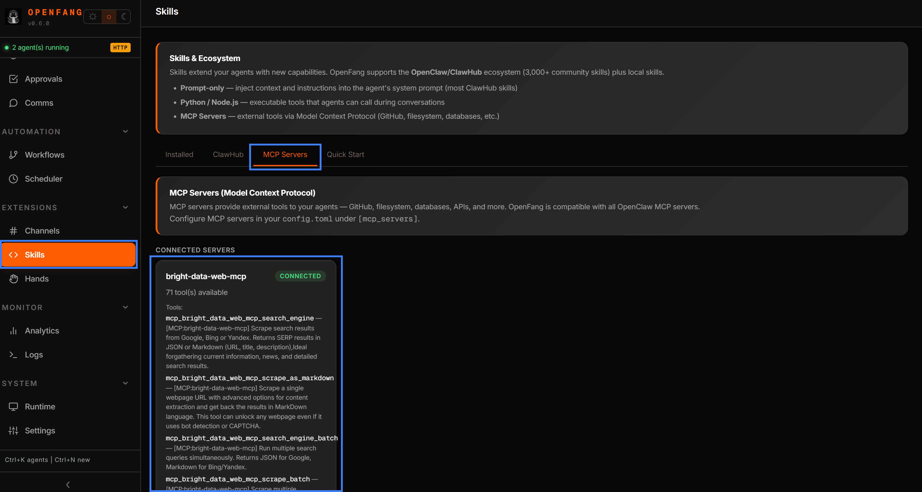 Note the “bright-data-web-mcp” server
