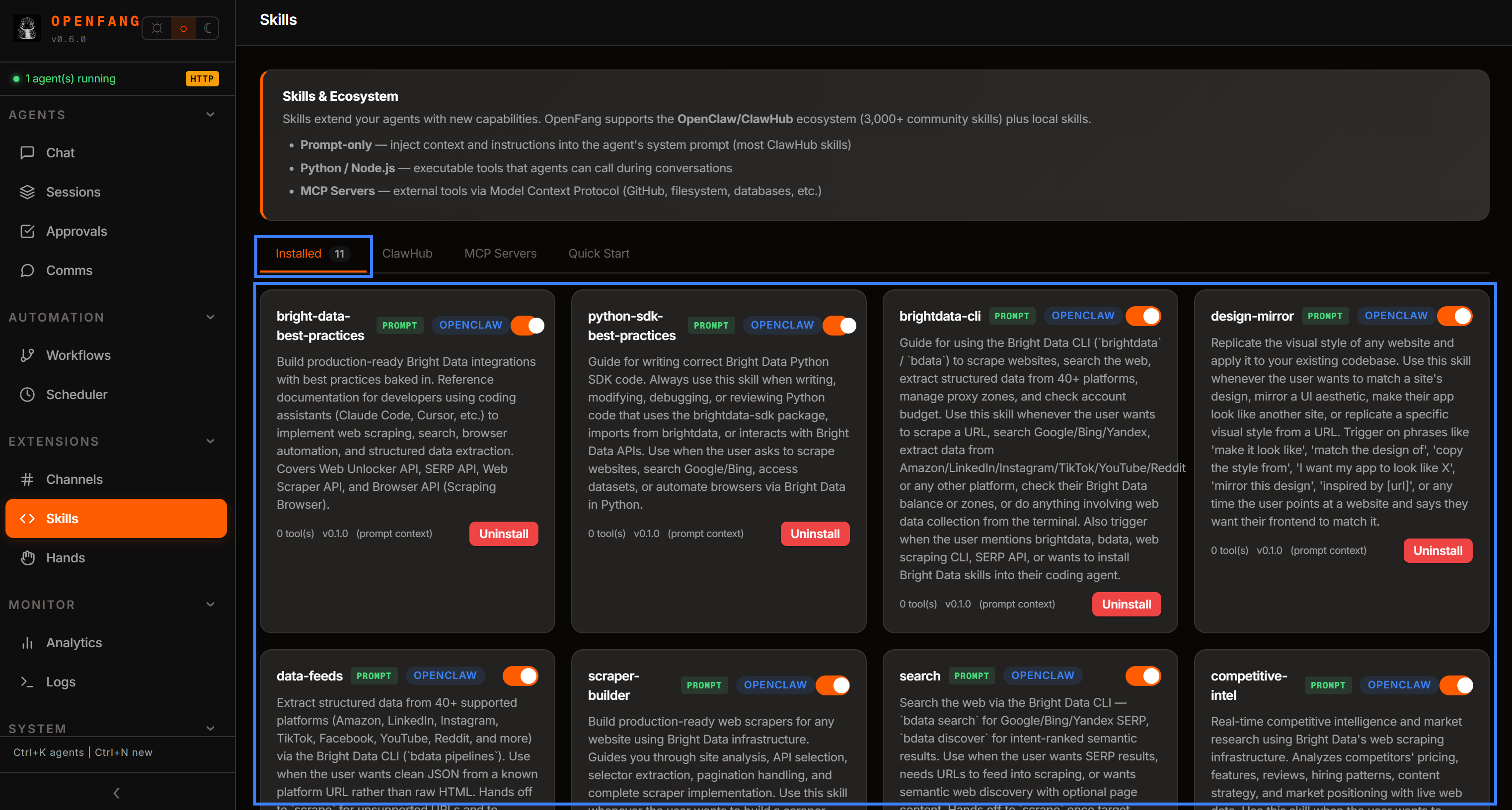 Note the Bright Data skills