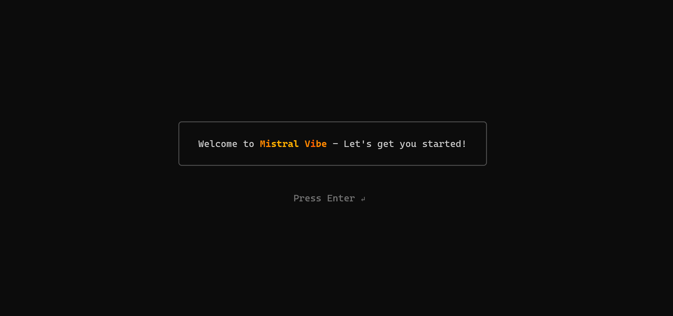 The Mistral Vibe welcome message